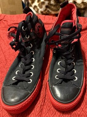 Converse Red & Black High-Top Sneakers
